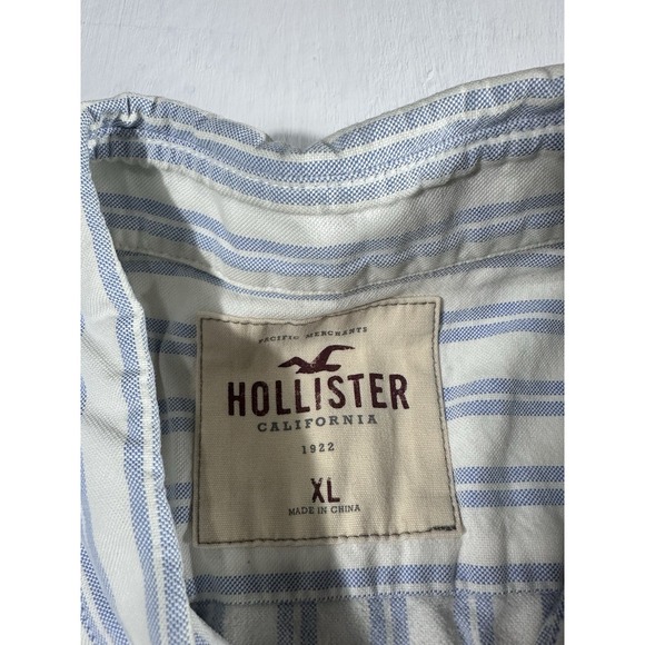 Hollister California Y2K Button Up Long Sleeve Collared Striped Shirt Mens SZ XL - Picture 3 of 7